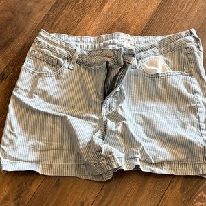 Maurices Light Blue & White Pinstripe Denim Shorts